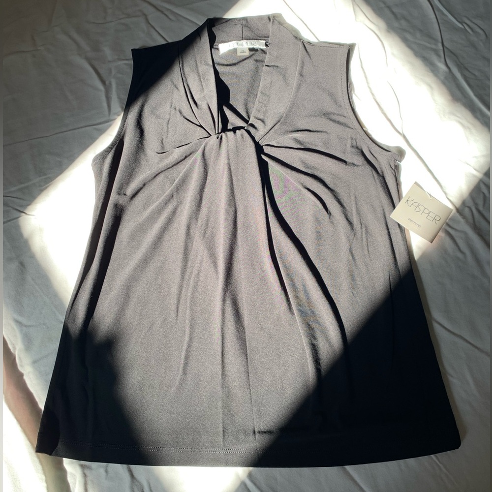 Vintage Deadstock black sleeveless top with dainty knot design